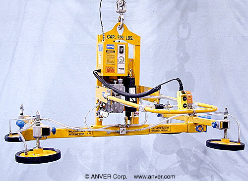 ANVER Four Pad Electric Powered Vacuum Lifter with Powered Tilt and Foam Pads for Lifting & Tilting Fiberglass Panels 10 ft x 6 ft (3.0 m x 1.8 m) up to 250 lb (113 kg)